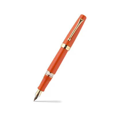 Kanwrite Heritage Solid Orange Fountain Pen With Gold Trims - Fine