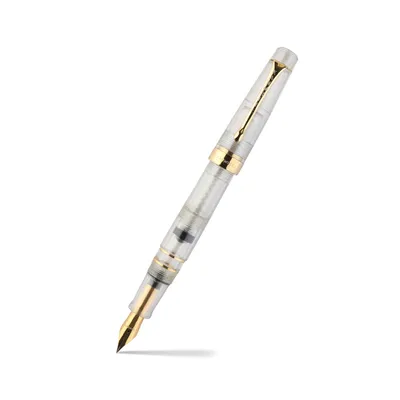 Kanwrite Heritage Crystal Clear Demonstrator Fountain Pen With Gold Trims - Fine