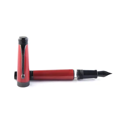 Kanwrite Heritage Ebony DT Pearl Red Blk top Fountain Pen With Black Trims - Medium