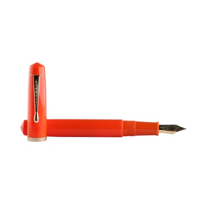 Kanwrite Legacy Solid Orange Fountain Pen With Black Trims - Fine