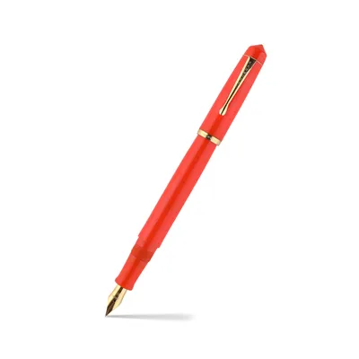Kanwrite Legacy Solid Orange Fountain Pen With Gold Trims - Broad
