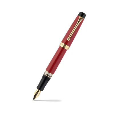 Kanwrite Heritage Dual Tone Red Black Fountain Pen With Gold Trims - Broad