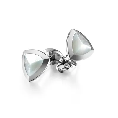 Lapis Bard Cufflinks Avant Garde Basildon Steel with Mother-of-Pearl Inset