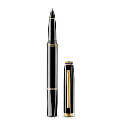 Lapis Bard Contemporary Rollerball Pen Black with Gold Trims