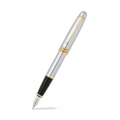 Cross AT0456-6MS Bailey Medalist Fountain Pen Medium Chrome with Gold Trims