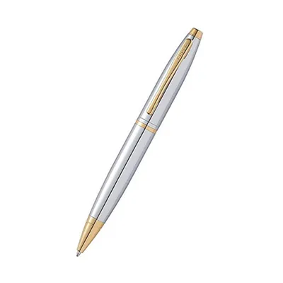 Cross AT0112-15 Calais Ballpoint Pen Chrome with Gold Trims