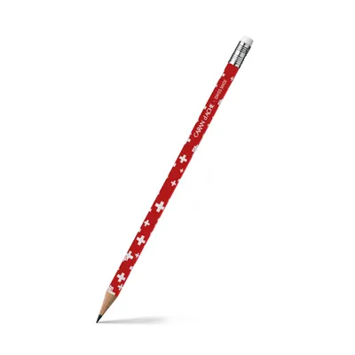 Caran d'Ache 342 Essential Swiss 'HB' Pencil with Eraser Red