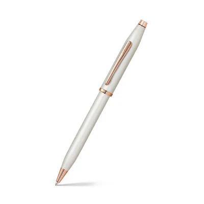 Cross AT0082WG-113 Century II Pearlescent Lacquer Ballpoint Pen White with Rose Gold Trims