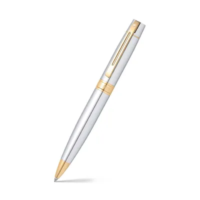 Sheaffer Gift 300 Ballpoint Pen Bright Chrome with Gold Tone Trim