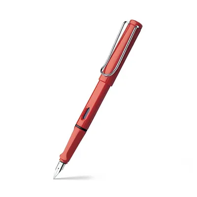 Lamy Safari 016 Fountain Pen Medium Red With Chrome Plated Clip