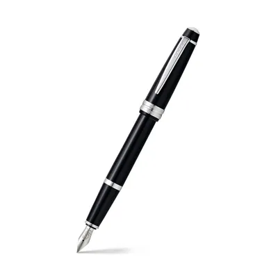 Cross AT0746-1MS Bailey Light Fountain Pen Medium Black with Chrome Trims