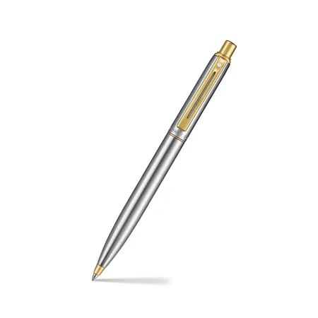 Sheaffer Sentinel Metal 333 Brushed Chrome Ballpoint Pen with Gold-Plated Trims