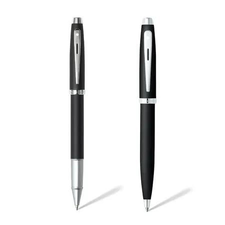 Sheaffer Gift Set 100 9317 Ballpoint Pen and Rollerball Pen Matte Black with Chrome Trims - Set of 2 Pens