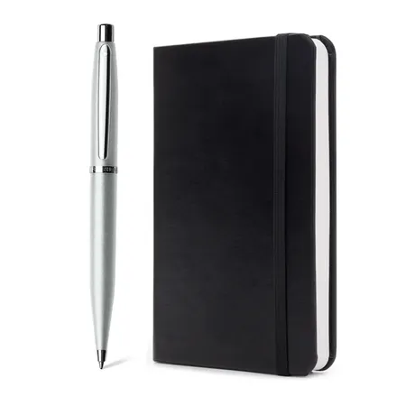Sheaffer Gift Set VFM Ballpoint Pen with Small Notebook Strobe Silver with Chrome Trims