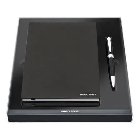 Hugo Boss Gift Set Ballpoint Pen with Notepad - Black