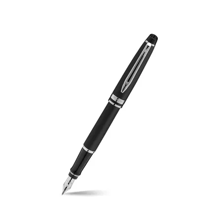 Waterman Expert Matte Black Chrome Trim Fountain Pen - Medium