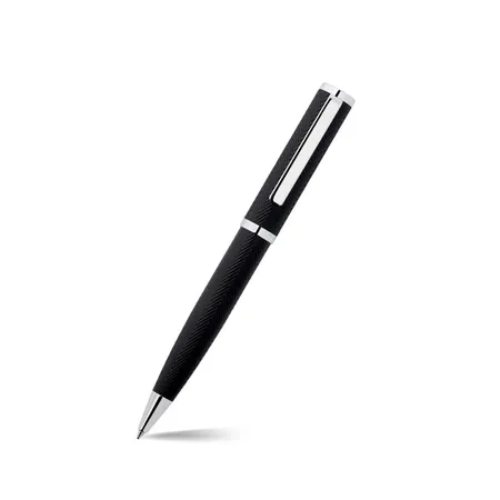 Hugo Boss Formation Herringbone Ballpoint Pen with Chrome Trims - Black