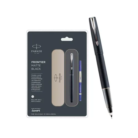 Parker Frontier Black Rollerball Pen With Chrome Trim