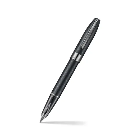 Sheaffer Legacy Chevron 9066 Matte Black Fountain Pen with PVD Gunmetal Inlaid Nib and Trims (Medium)