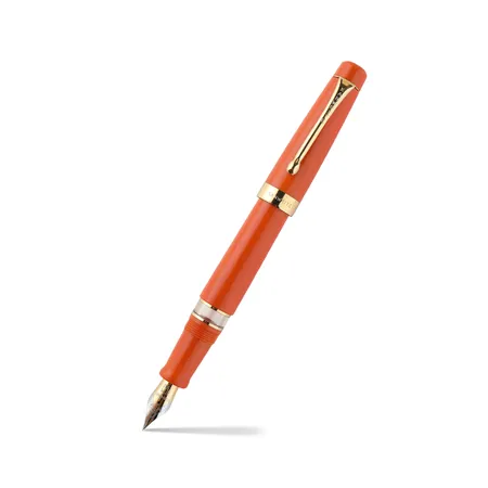 Kanwrite Heritage Solid Orange Fountain Pen With Gold Trims - Fine