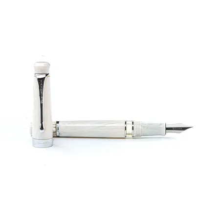 Kanwrite Heritage Marble White Fountain Pen With Chrome Trims - Fine