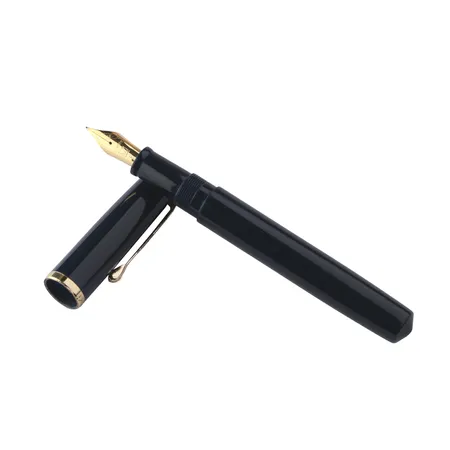 Kanwrite Legacy Solid Black Fountain Pen With Gold Trims - Medium