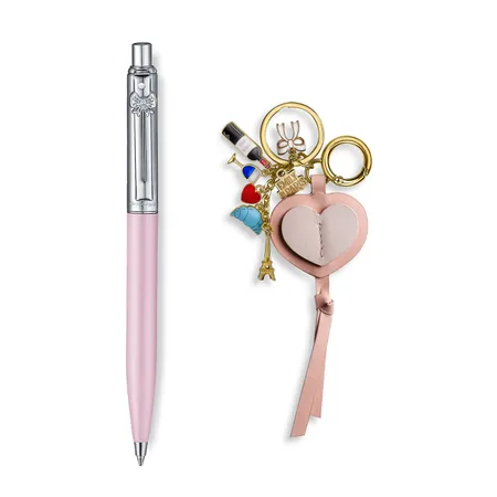 Sheaffer Gift Set Sentinel E321 Emily in Paris Pink Matte Finish Ballpoint Pen with Leather Bag Charm Keychain