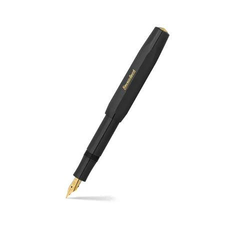 Kaweco Classic Sport Black With Clip And 23K Gold-Plated Steel Nib And Iridium Tip Fountain Pen-Medium