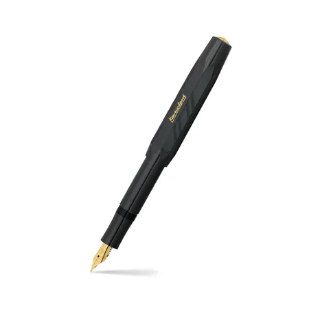 Kaweco Classic Sport Guilloche Black With 23K Gold-Plated Steel Nib And Iridium Tip Fountain Pen-Medium