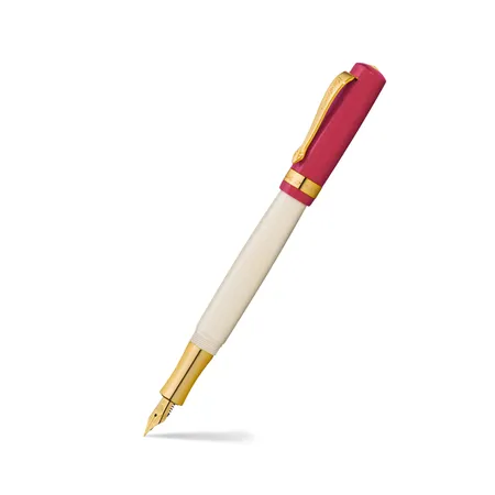 Kaweco Student Premium Acrylic Bordeaux And Beige With Golden Details Fountain Pen-Medium
