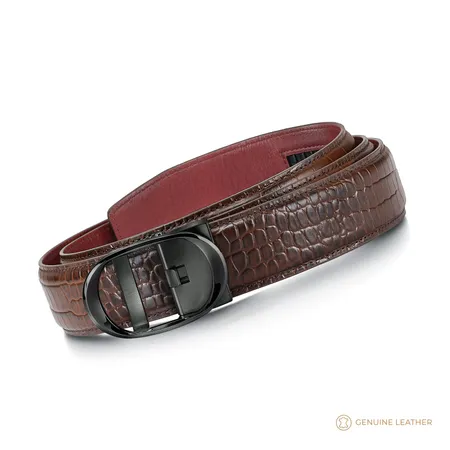 Lapis Bard Belt Nova Shiny Gunmetal Autolock Buckle With Mandeville Brown Leather Strap
