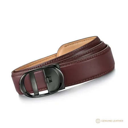 Lapis Bard Belt Nova Shiny Gunmetal Autolock Buckle With Cacao Dark Brown Leather Strap