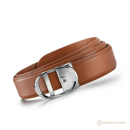 Lapis Bard Belt Nova Shiny Chrome Autolock Buckle With Tan Leather Strap