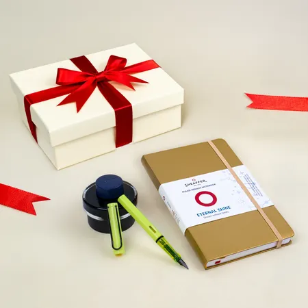 Gift Hamper Set Of 3 Safari Rondo Neon Yellow Medium Fountain Pen And Notebook Sheaffer And Ink Lamy T-52 50 Ml Blue Black
