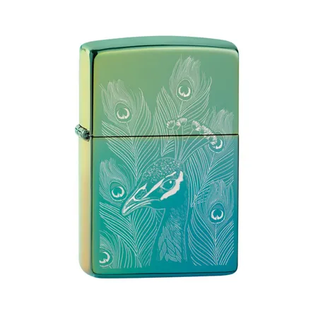Zippo Lighter Peacock Design Classic High Polish Teal