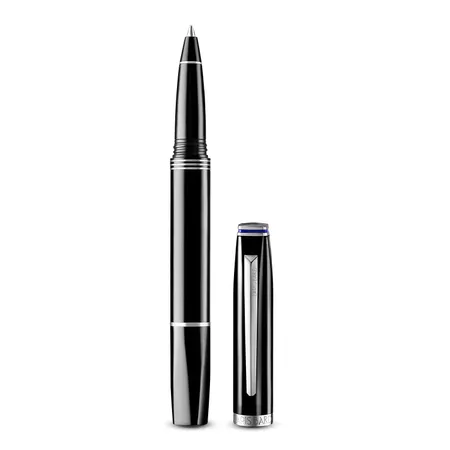 Lapis Bard Contemporary Rollerball Pen  Black with Chrome Trims