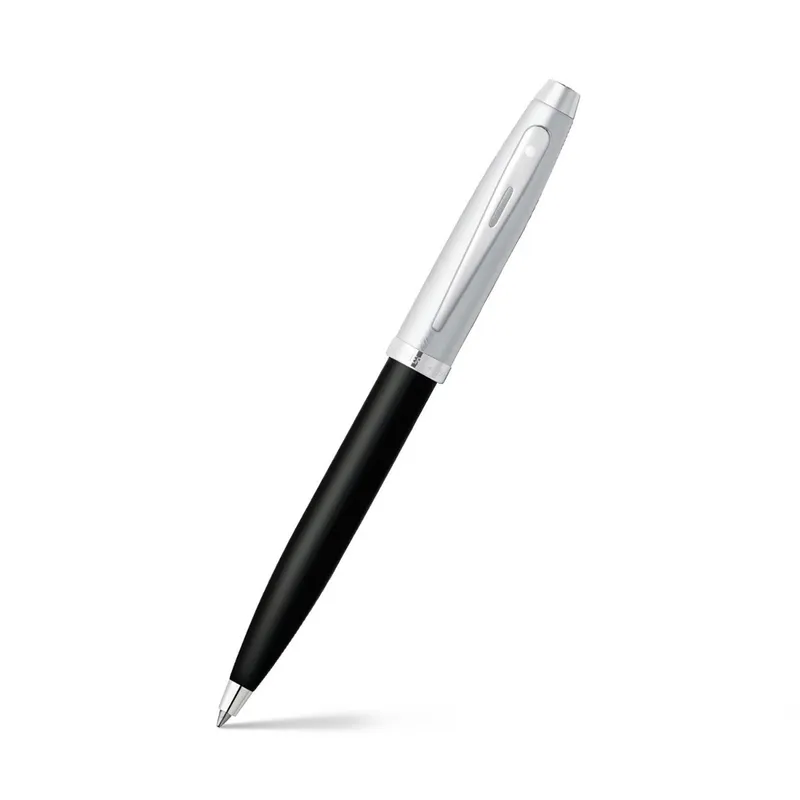 Sheaffer 100 9313 Ballpoint Pen Black And Brushed Chrome With Chrome Plated Trim