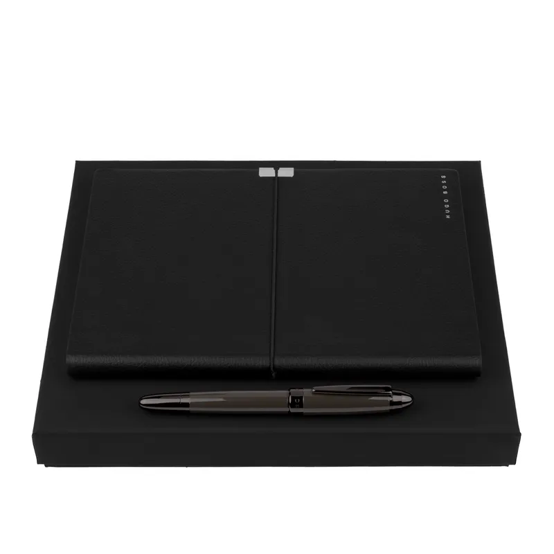 Hugo Boss Gift Set Rollerball Pen with Notepad - Black