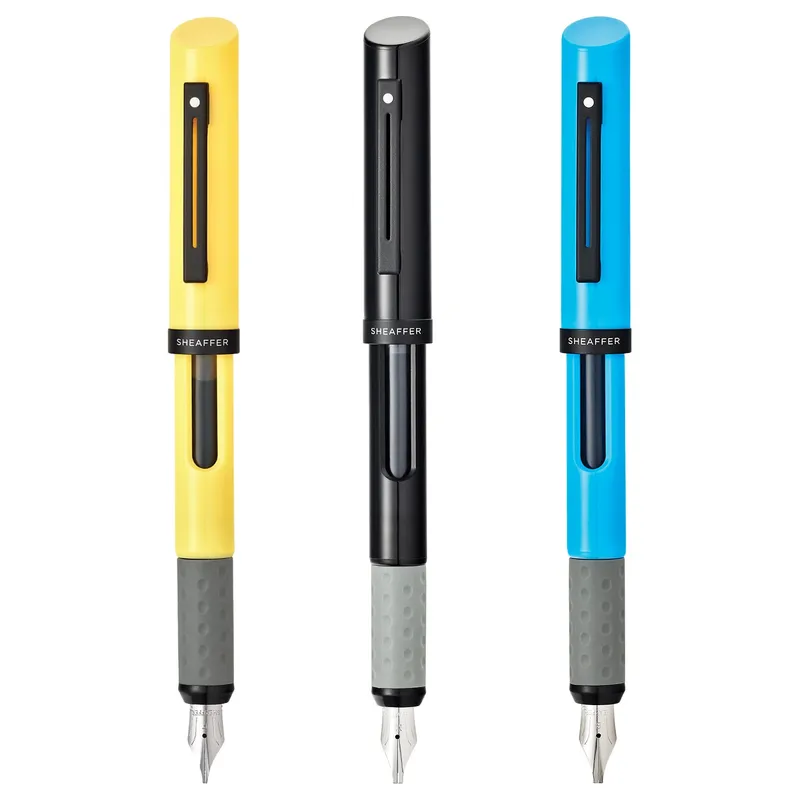 Sheaffer Calligraphy Black, Blue and Yellow Fountain pens Maxikit in Hangsell - F, M, B nibs