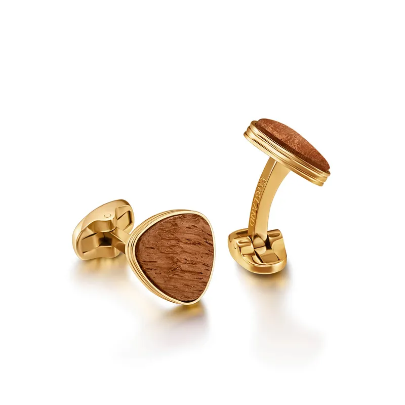 Lapis Bard Preston Cufflinks - Gold with Rosewood Insets