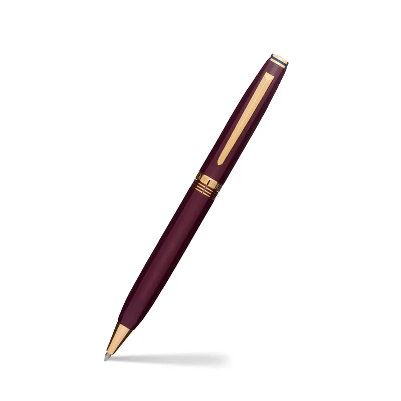 Lapis Bard Contemporary Bordeaux Ballpoint Pen  Gold Trims
