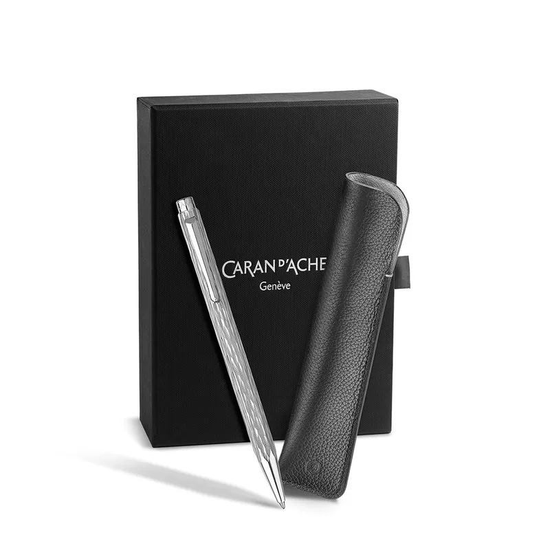 Caran d'Ache Ecridor Venetian Set Ballpoint Pen and Leather Case - Palladium