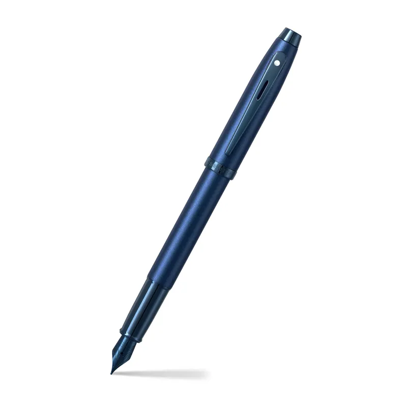 Sheaffer Gift 100 9371 Satin Blue Fountain Pen With PVD Blue Trim - Fine