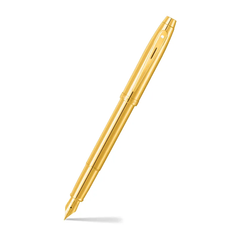 Sheaffer 100 9372 Glossy PVD Gold Fountain Pen With PVD Gold Trim - Medium