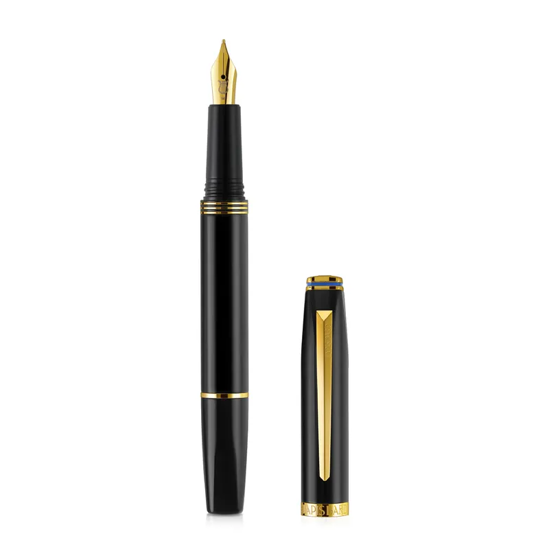 Lapis Bard Contemporary Fountain Pen (Medium) - Black with Gold Trims