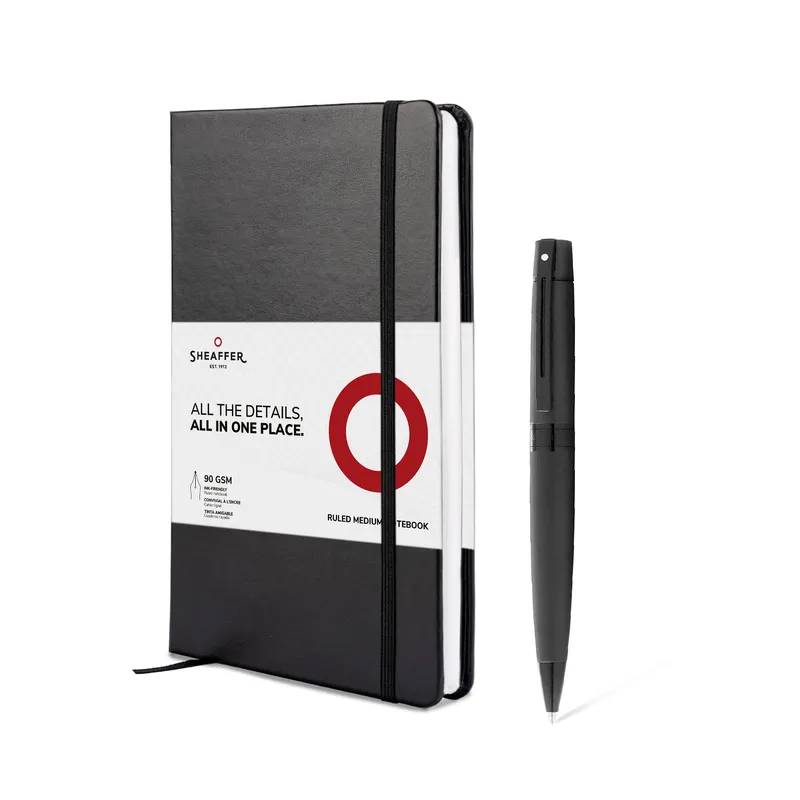 Sheaffer Gift Set 300 9343 Ballpoint Pen with Medium Notebook Matte Black with Polished Black Trims
