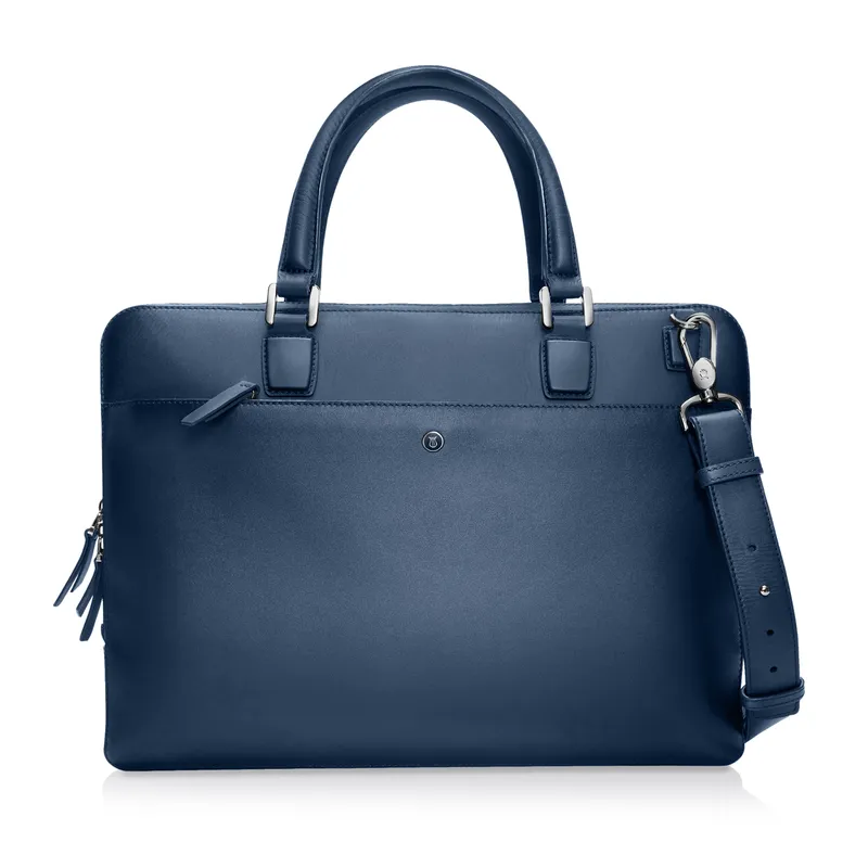 Lapis Bard Ducorium Spencer 15-inch Chrome Trims Slim Laptop Business Bag - Navy