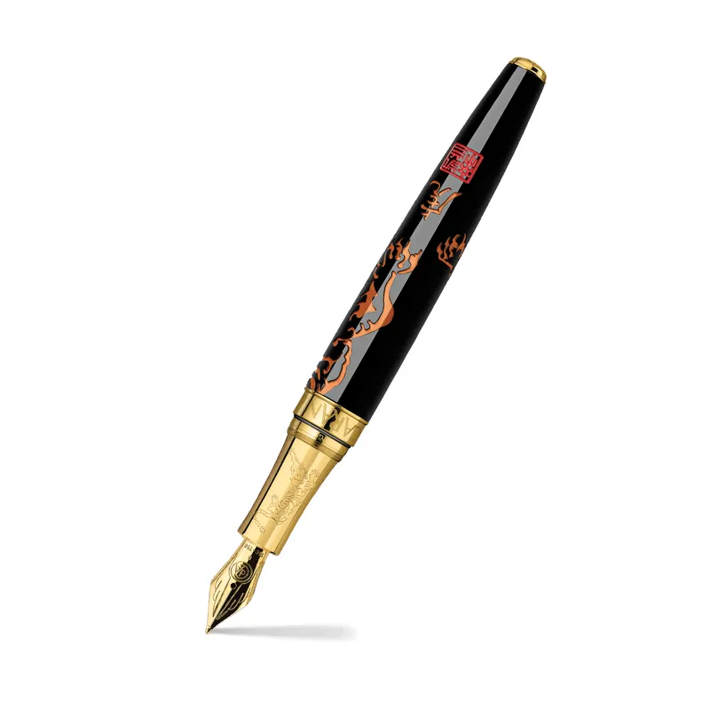 Caran d'Ache Limited Edition Year Of The Tiger Fountain Pen (18K Medium) - Black With Gold Trims