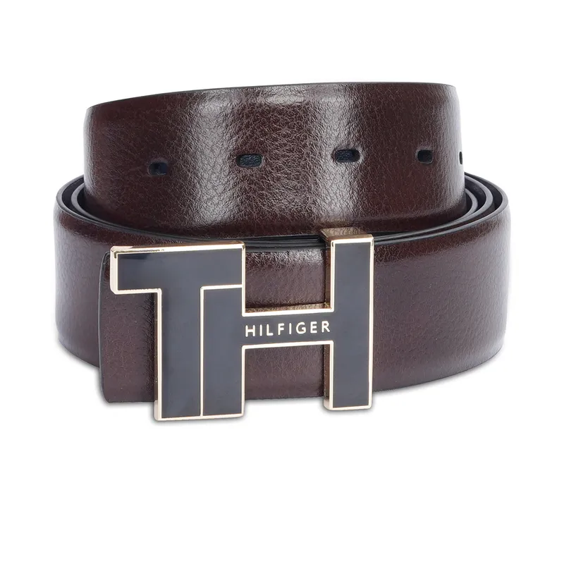 Tommy Hilfiger Bensted Reversible Semi Formal Belt Large - Brown And Navy