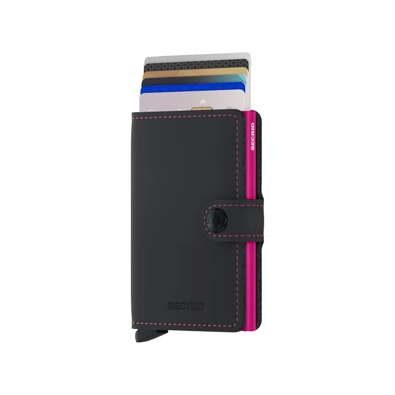 Secrid Miniwallet Matte Black & Fuchsia